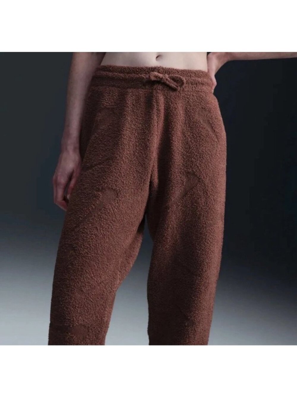 Nike Phoenix Cozy Knit Boucle Pants Brown Oversized Joggers Womens XL FZ1703-218